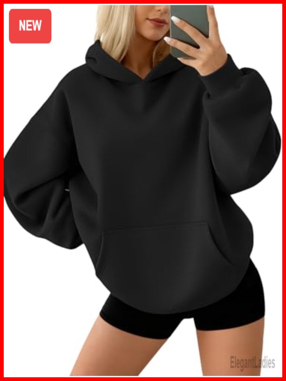 Oversized Fleece Hoodie Pullover Sweatshirt Cotton Polyester